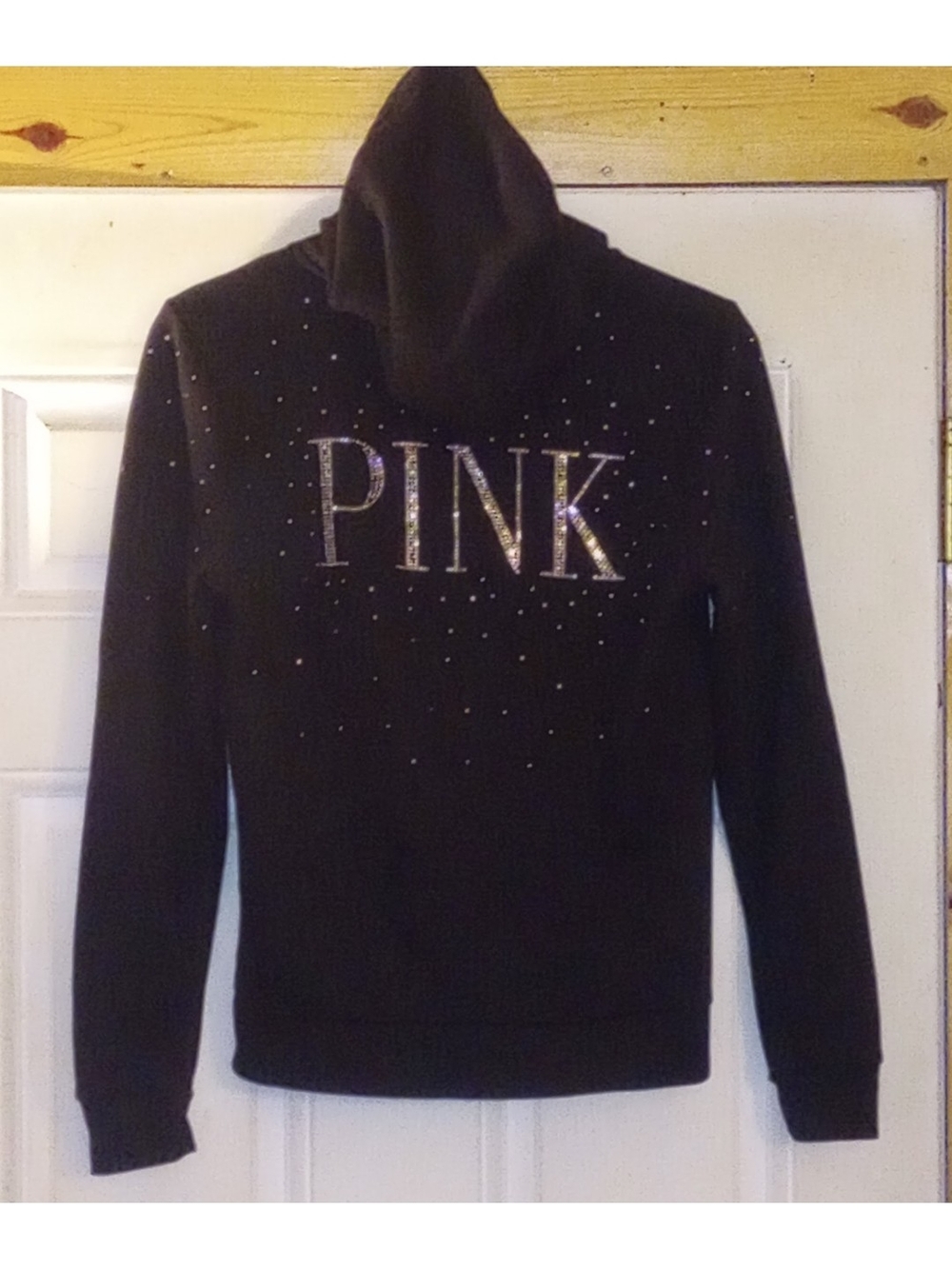 PINK Victoria's Secret Black Rhinestone Zip Hoodie